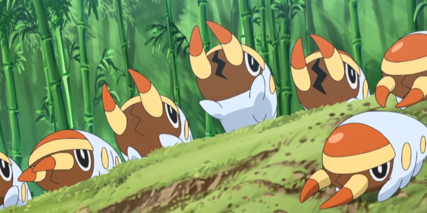 Um grupo de Grubbin selvagens da região de Alola.