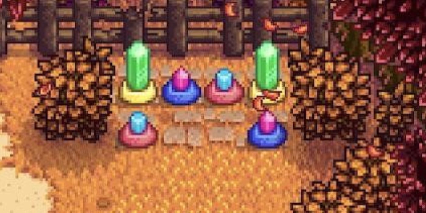 O jardim de cristal de Emily que é adicionado à casa da fazenda após o casamento em Stardew Valley.