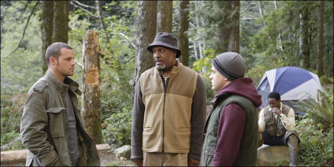 Karev, Webber, and O'Malley at the camping trip