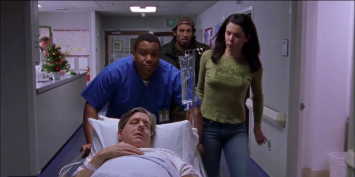 Lorelai acompanha Richard no hospital em Gilmore Girls.