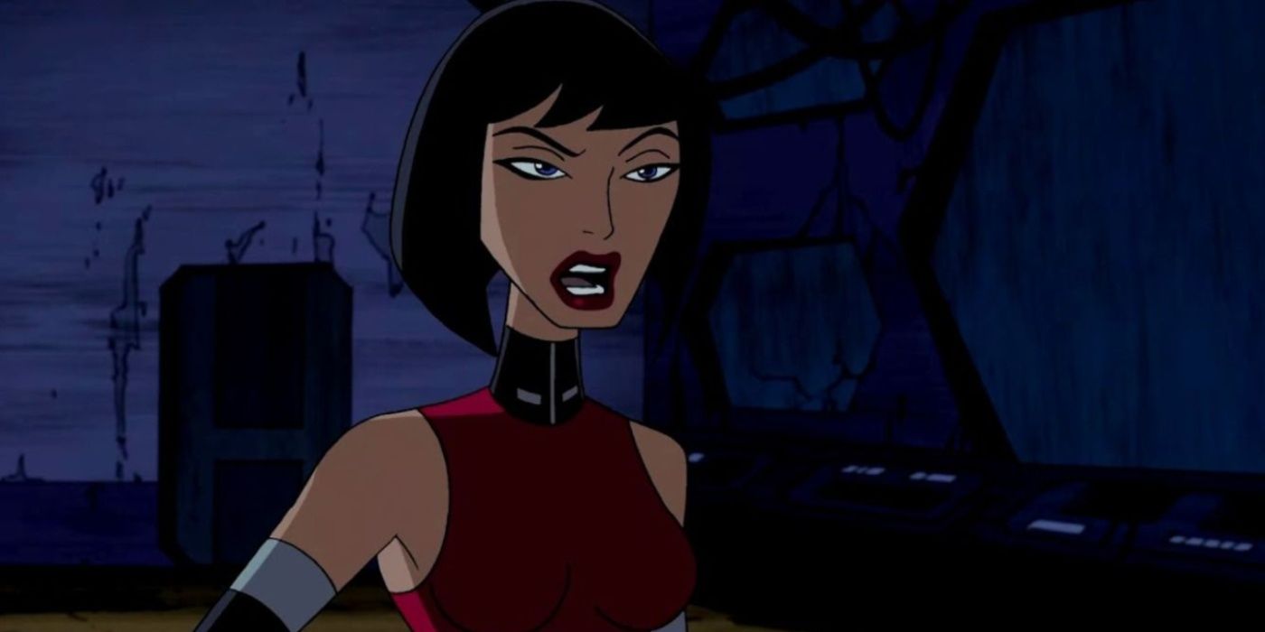 Madame Rouge olha com desdém para os HIVE FIVE em Teen Titans.