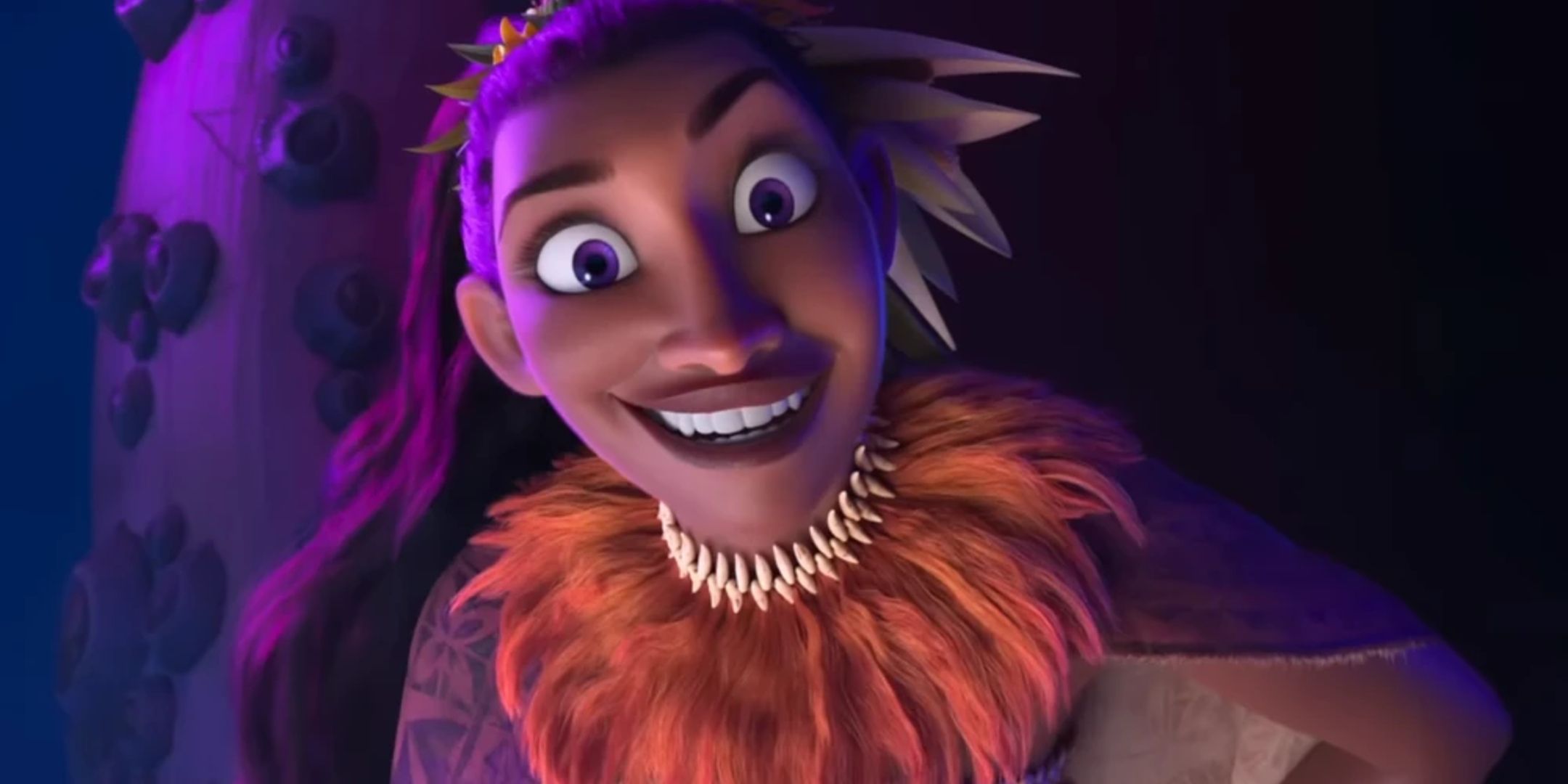 Matangi sorrindo em Moana 2.