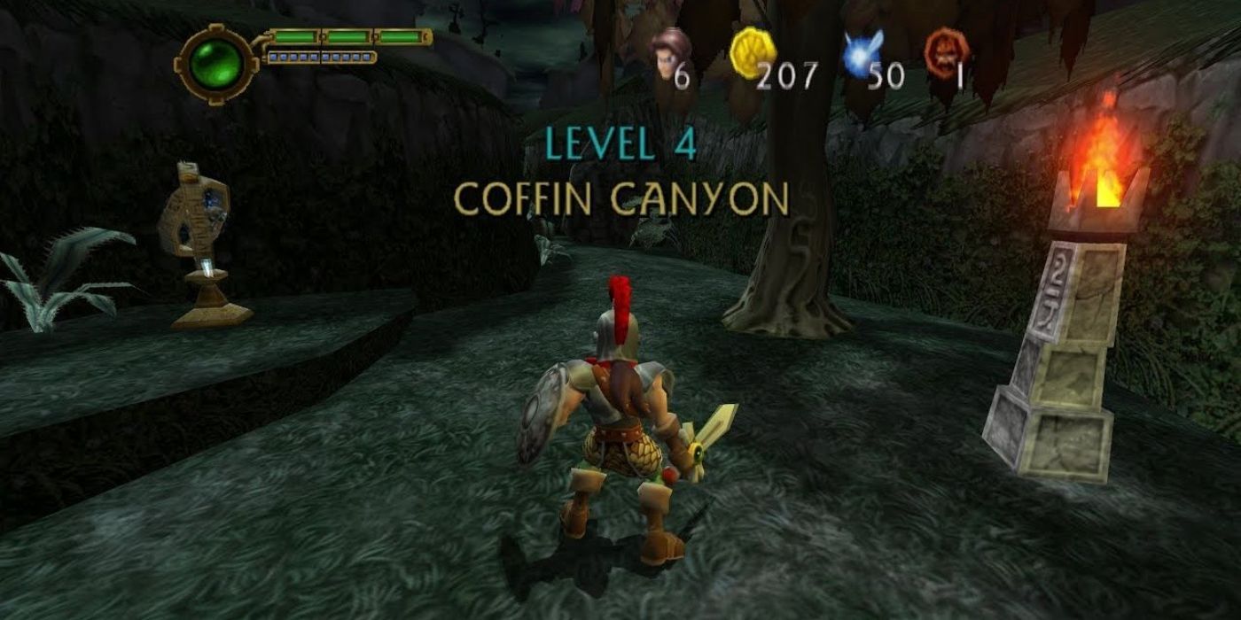 Maximo está apenas começando o Nível 4: Coffin Canyon em Maximo: Ghosts to Glory.