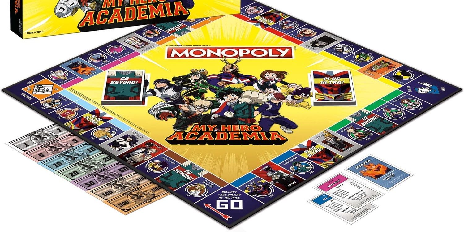 Uma imagem mostra o jogo de tabuleiro Monopoly My Hero Academia.