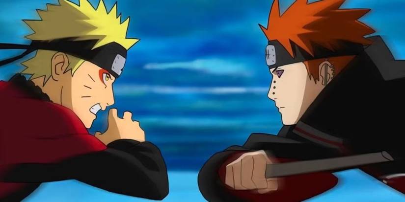 Naruto faces off against Pain using Sage Mode in Naruto Shippuden.