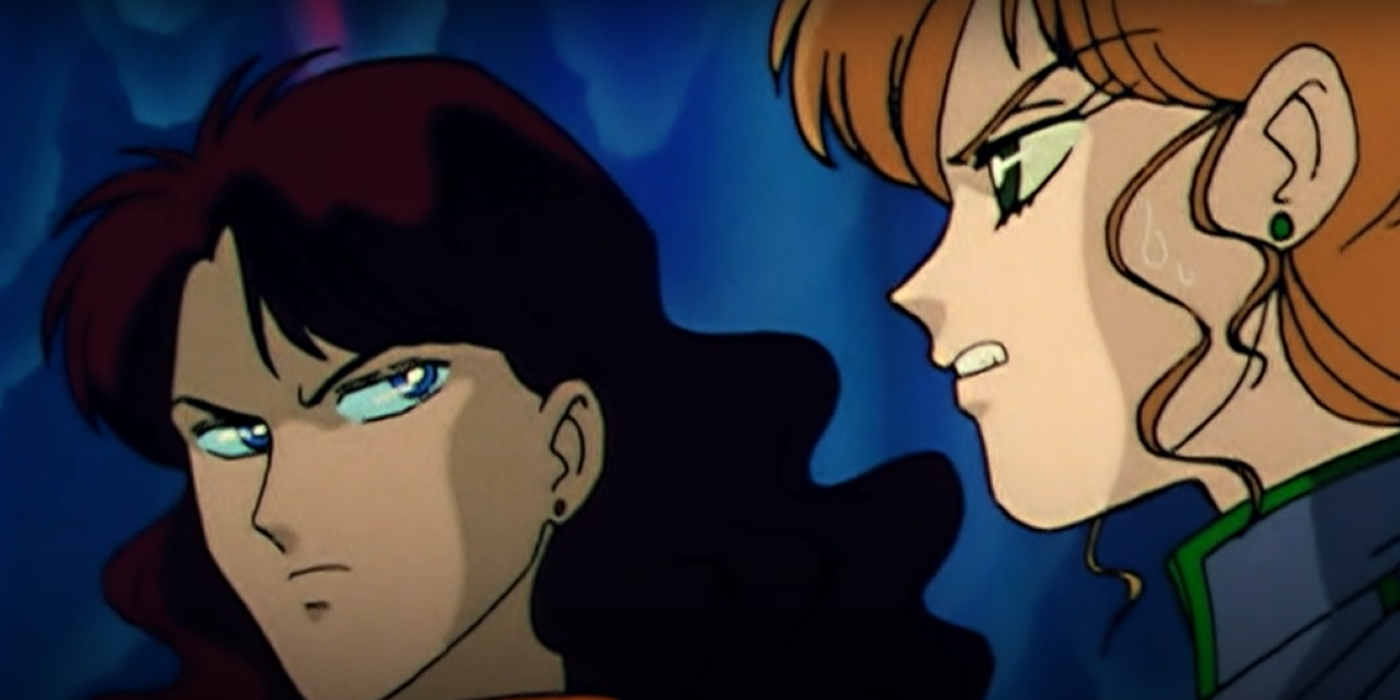 nefrita e jadeíta discutindo na frente da rainha Beryl em Sailor Moon