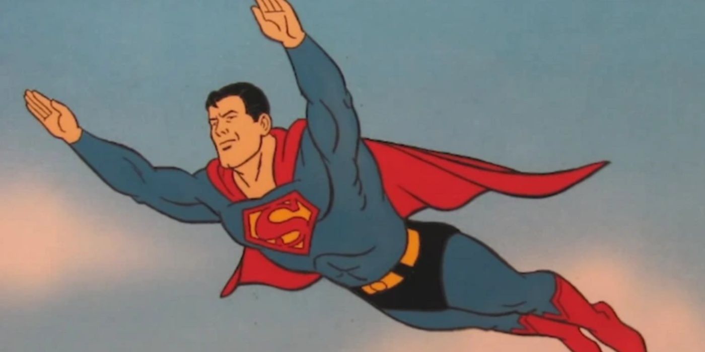 Novas Aventuras do Superman ainda do Homem de Aço voando pelo céu.