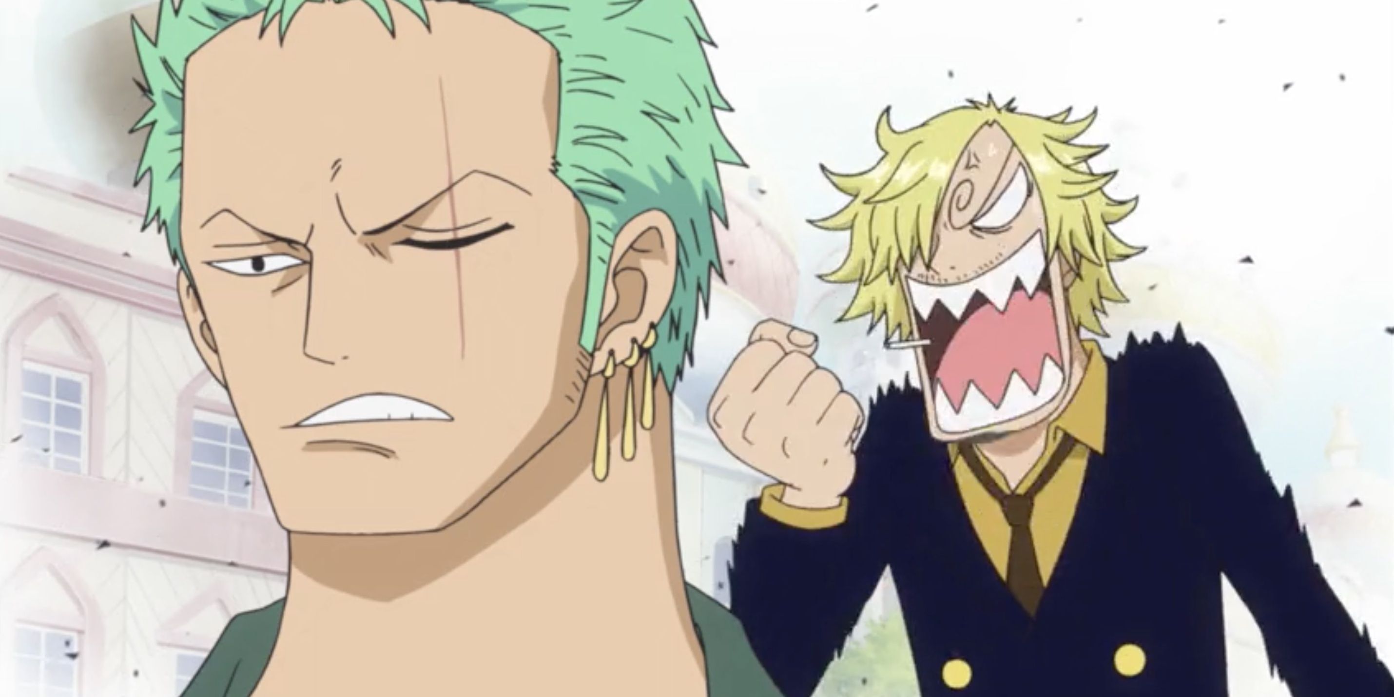 Zoro pergunta como o número 7 (Sanji) pôde falar tão mandão com o número 1 (Zoro)