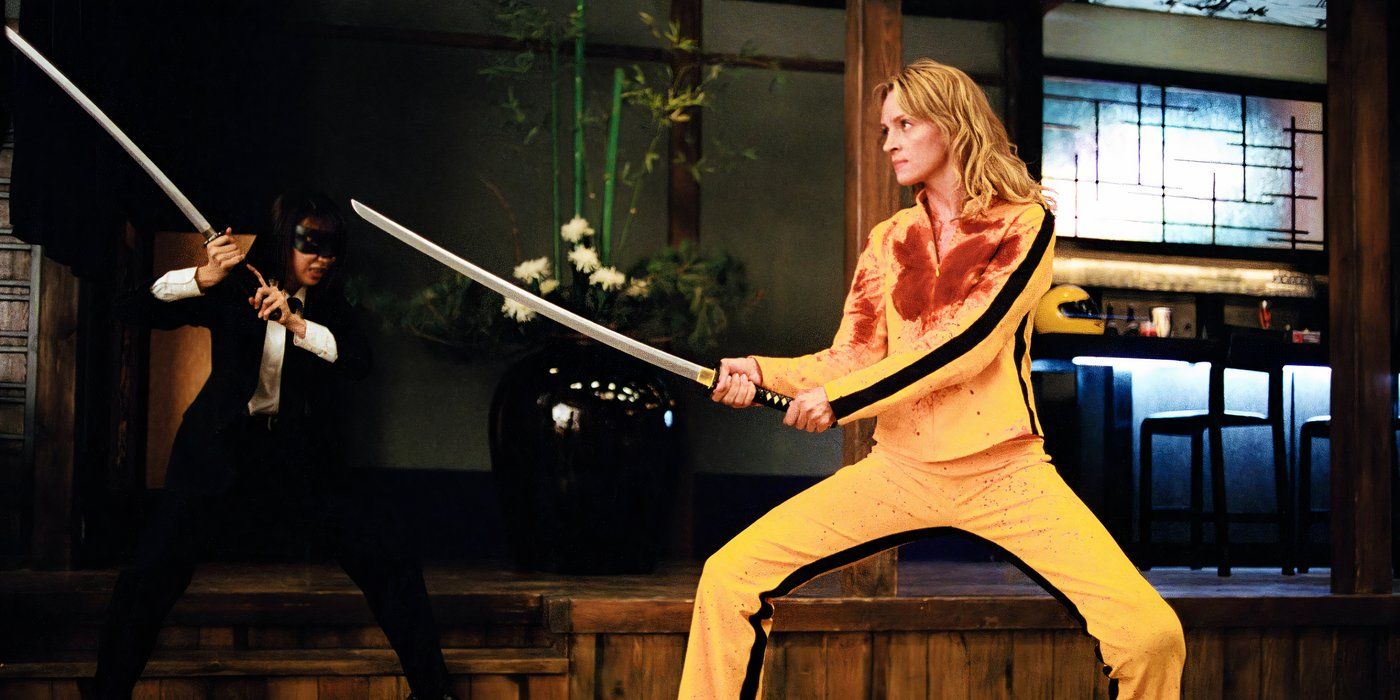 La Novia lucha contra un montón de enemigos que intentan matarla mientras intenta eliminar a uno de sus objetivos en Kill Bill Vol 1.