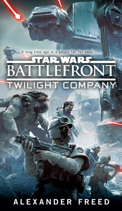 A capa do romance Star Wars Battlefront: Twilight Company mostra soldados rebeldes lutando contra um AT-AT.