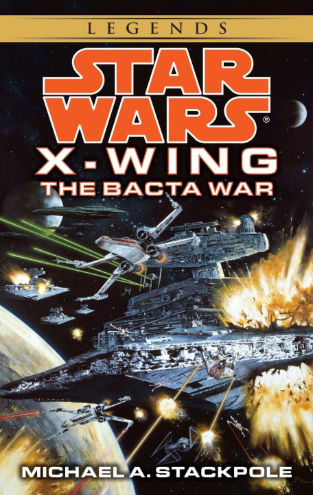 Capas para X-Wing: The Bacta War mostram X-Wings lutando contra um Star Destroyer.