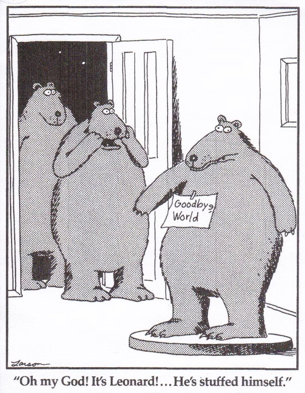 Un oso se llena en The Far Side.