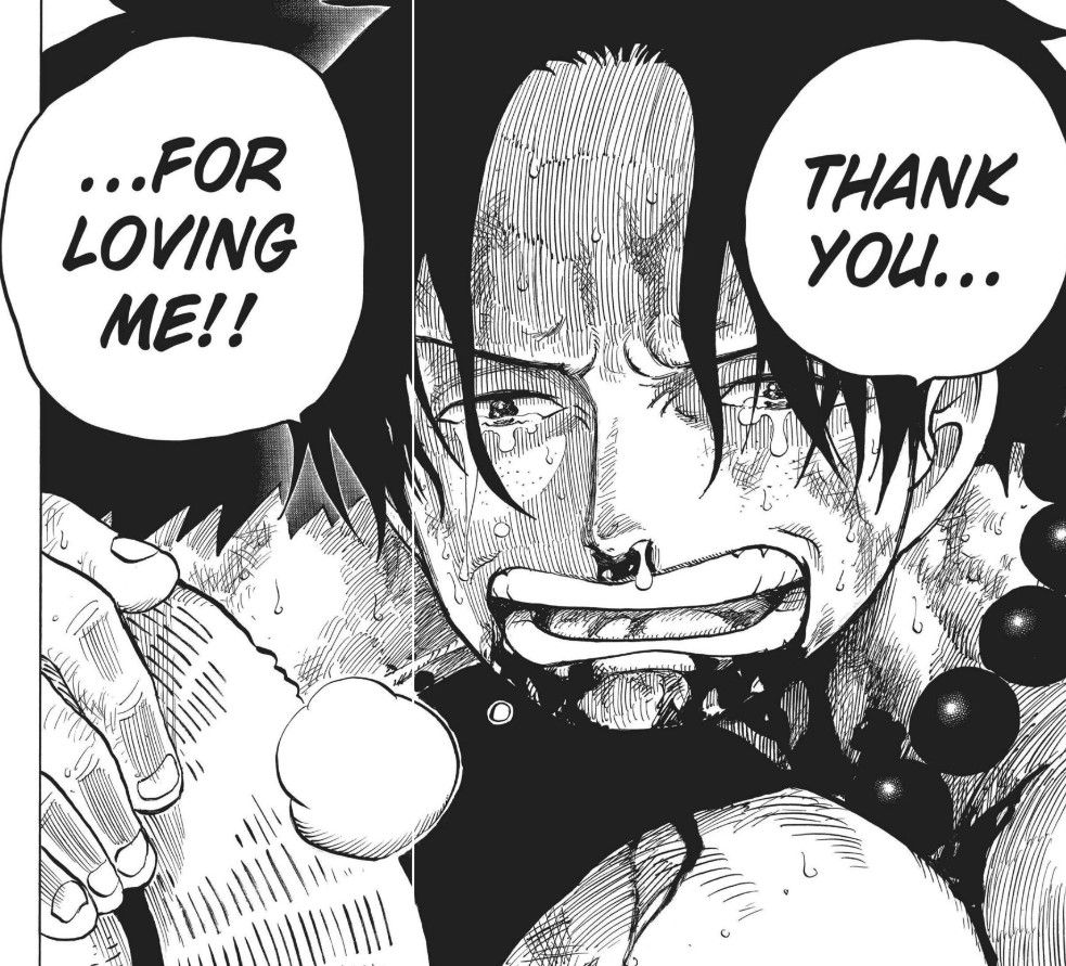 Um Ace moribundo agradece Luffy por amá-lo