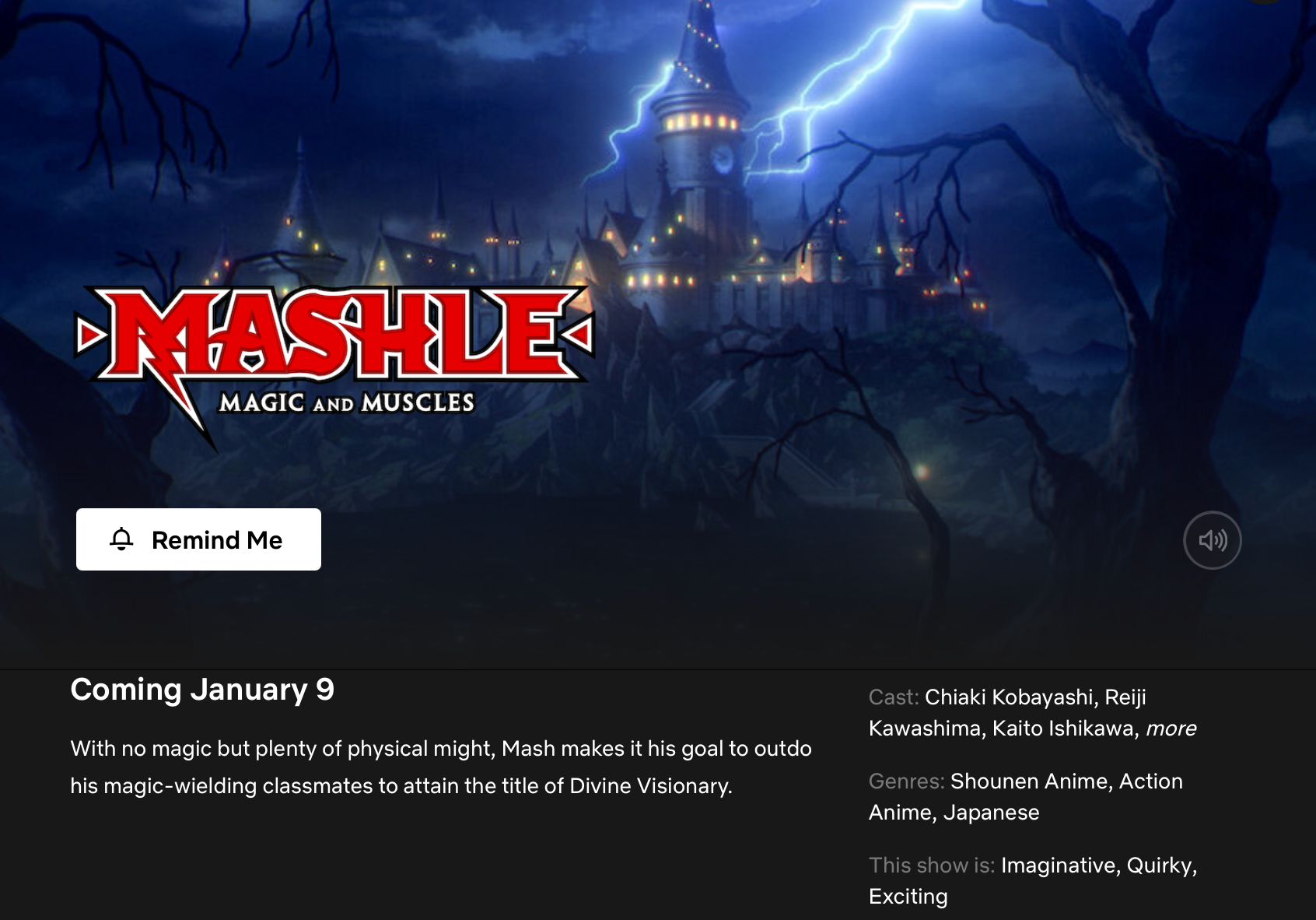 Mashle no Netflix será adicionado em 9 de janeiro de 2025