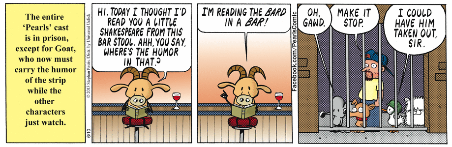 The entire Pearls Before Swine cast is in prison in this strip