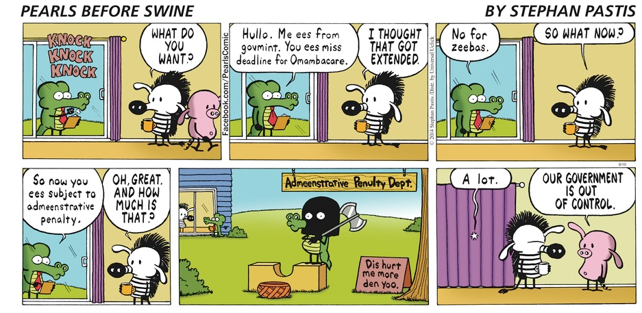 Alligator threatens Zebra with death in this Pearls Before Swine comic