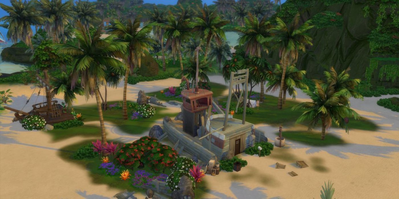 Os Destroços do Almirante no The Sims 4 ficam perto da caverna da entrada de Sulani.