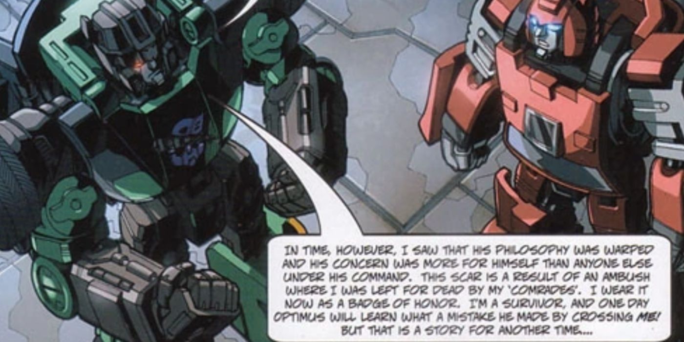 Sideswipe explica su punto de vista en Shattered Glass.