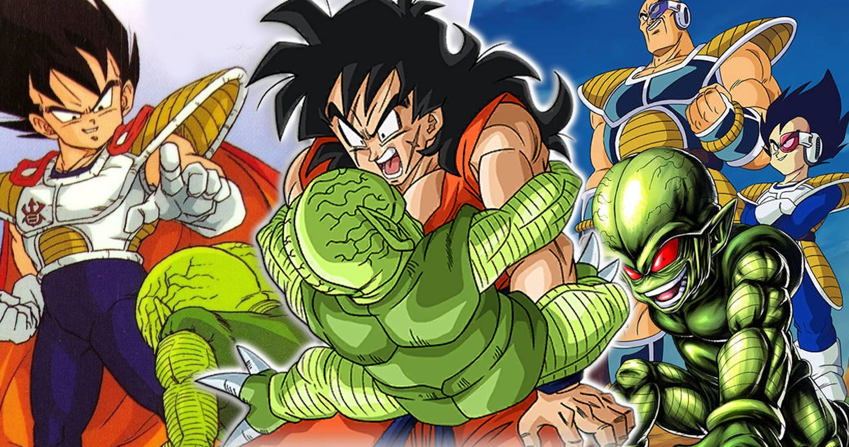 Vegeta, Yamcha y Nappa con Saibamen