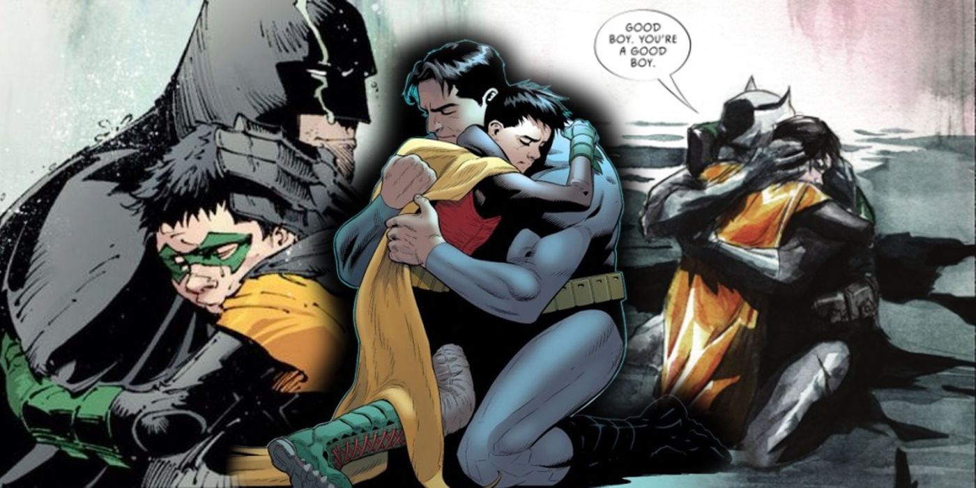 Batman Hugging Robin, Bruce Wayne, Damian Wayne, Dick Grayson, Bat Family, Cute Batman