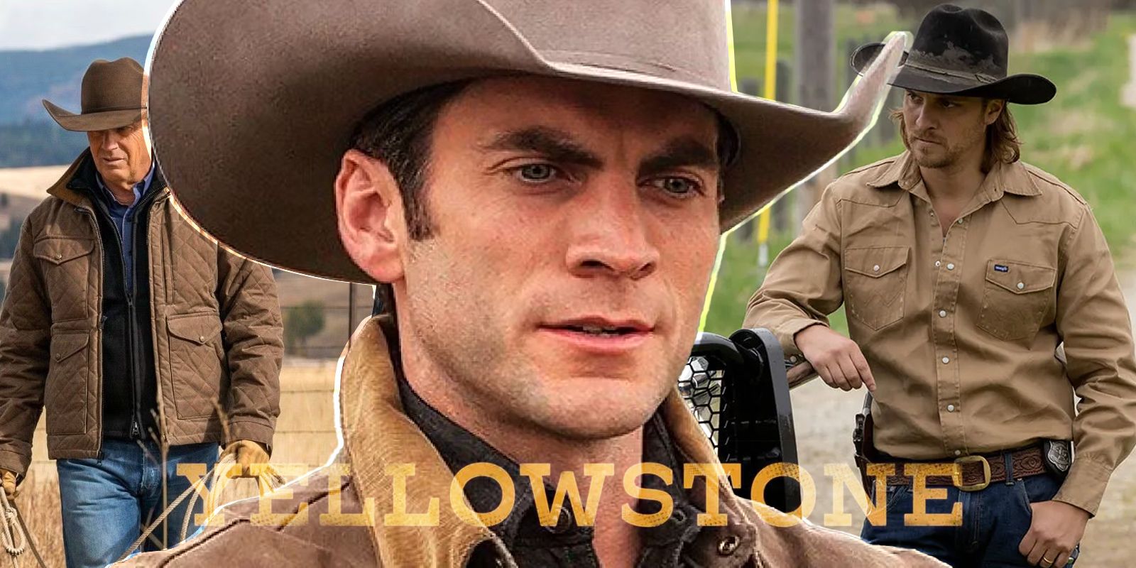 Jamie Dutton, interpretado por el actor Wes Bentley, con sombrero de vaquero y chaqueta marrón en Yellowstone.