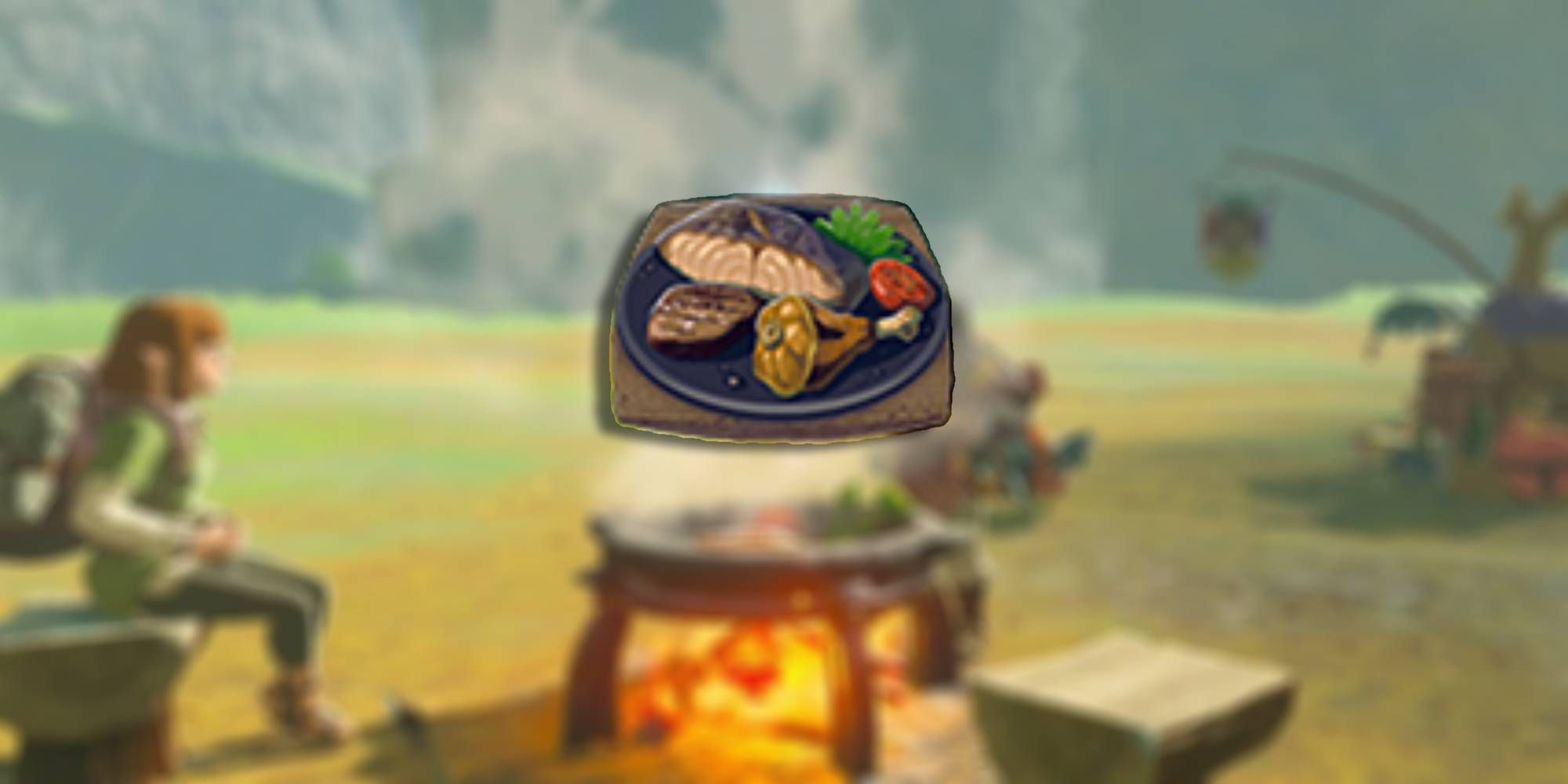 Zelda Breath of the Wild Espeto de Peixe e Carne