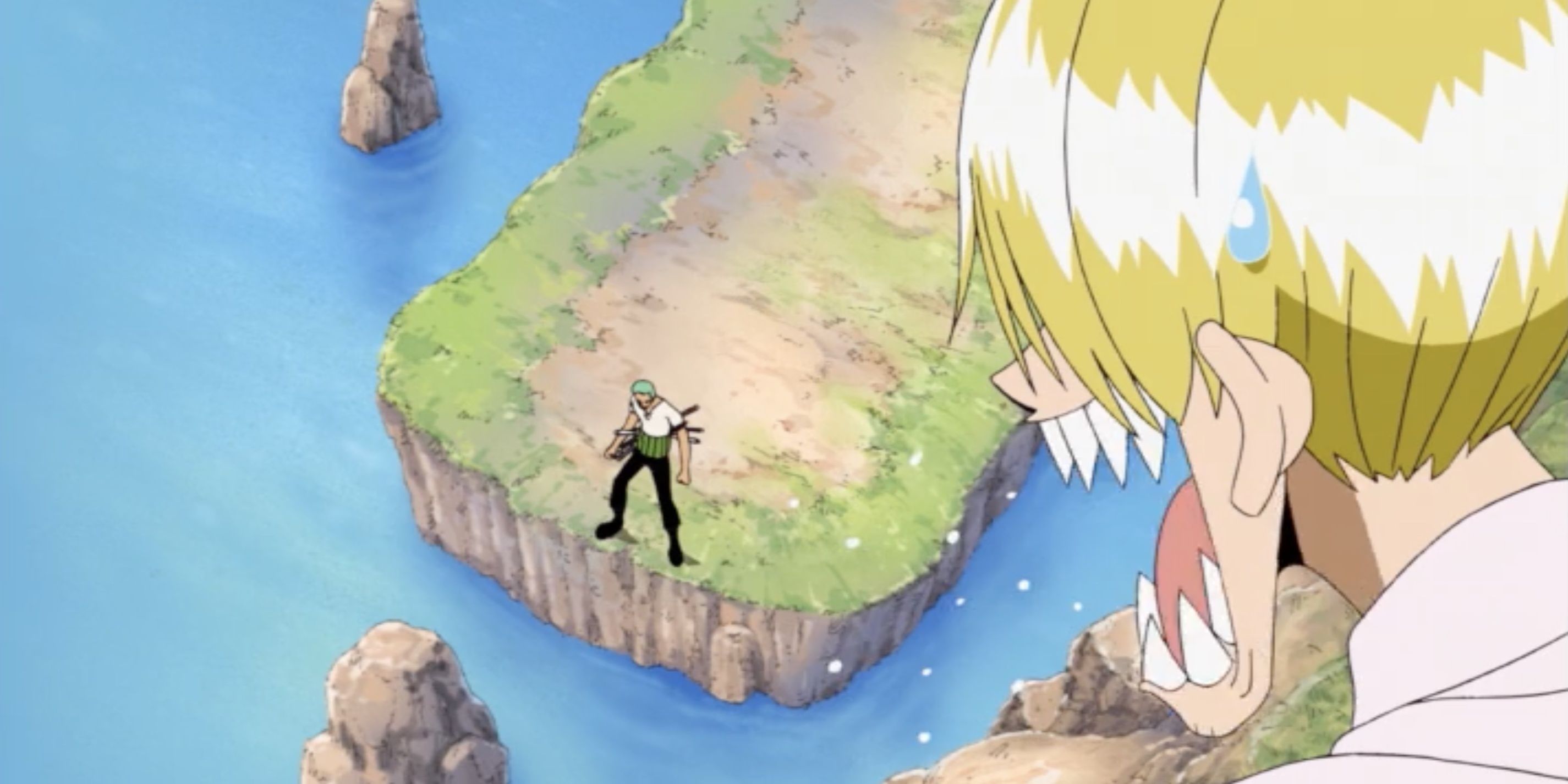 Sanji grita com Zoro por se perder em Long Ring Long Land