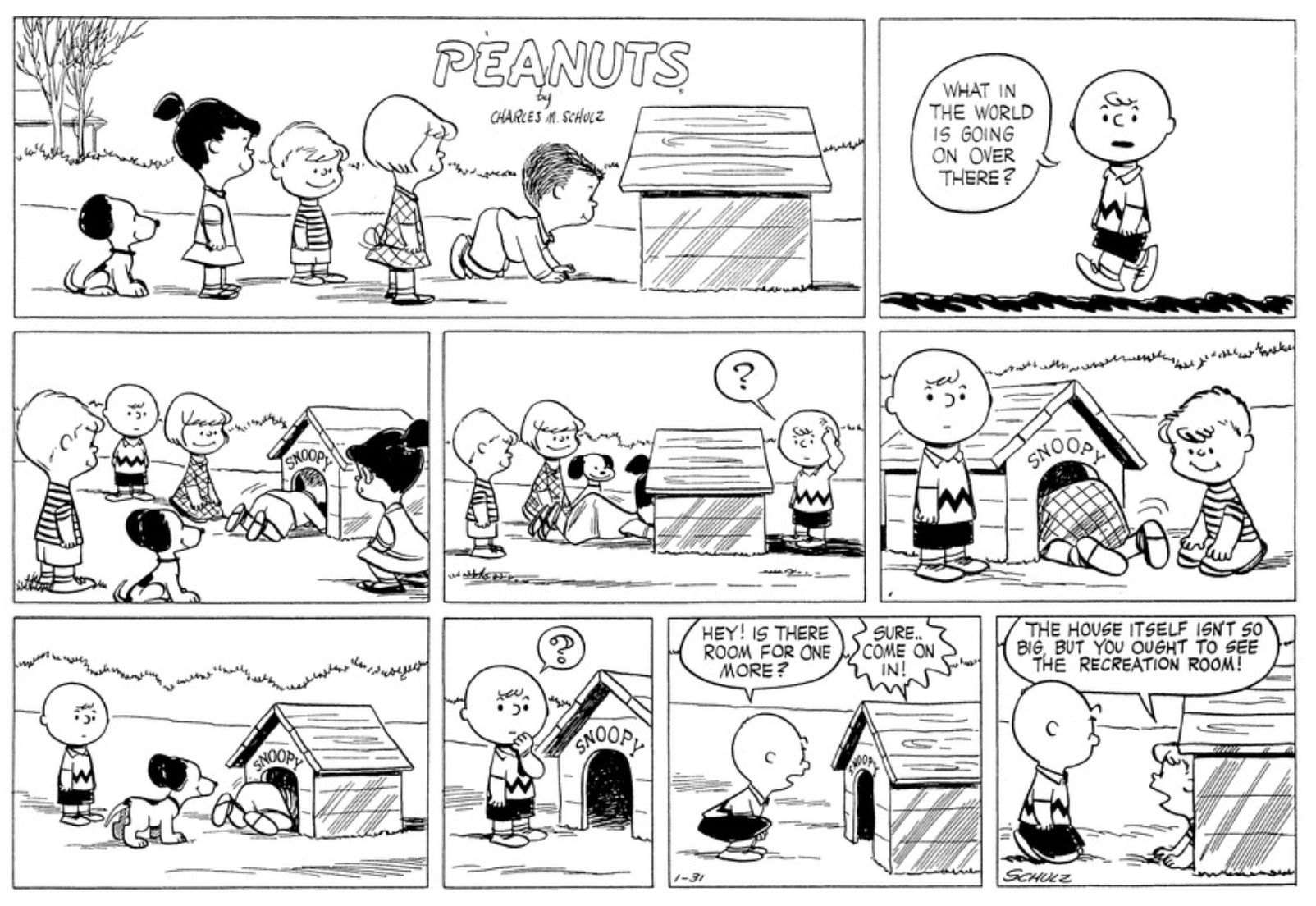 A turma dos Peanuts explora a casa desafiadora do Snoopy.