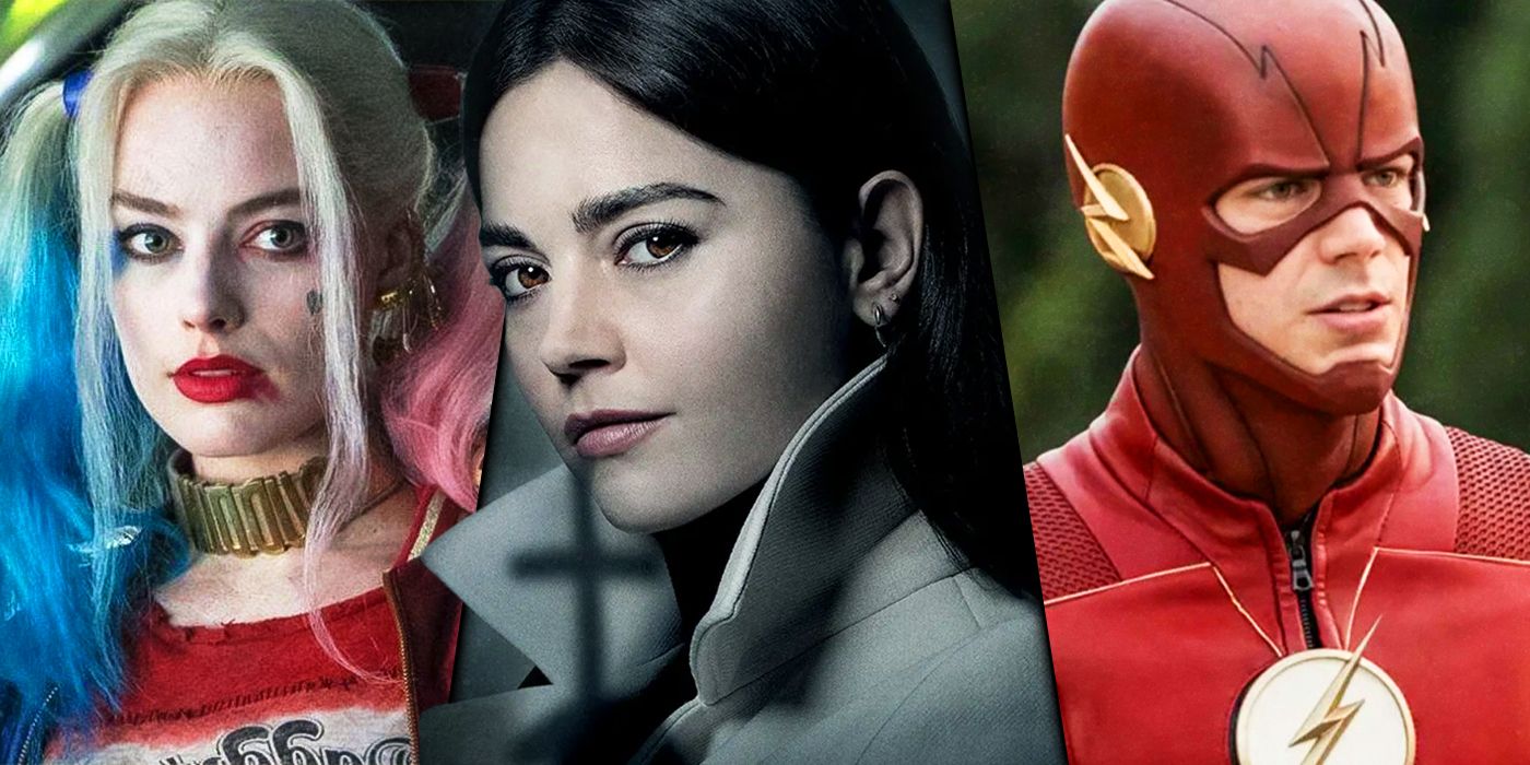 Margot Robbie as Harley Quinn, Jenna Coleman as Johanna Constantine and Grant Gustin as The Flash