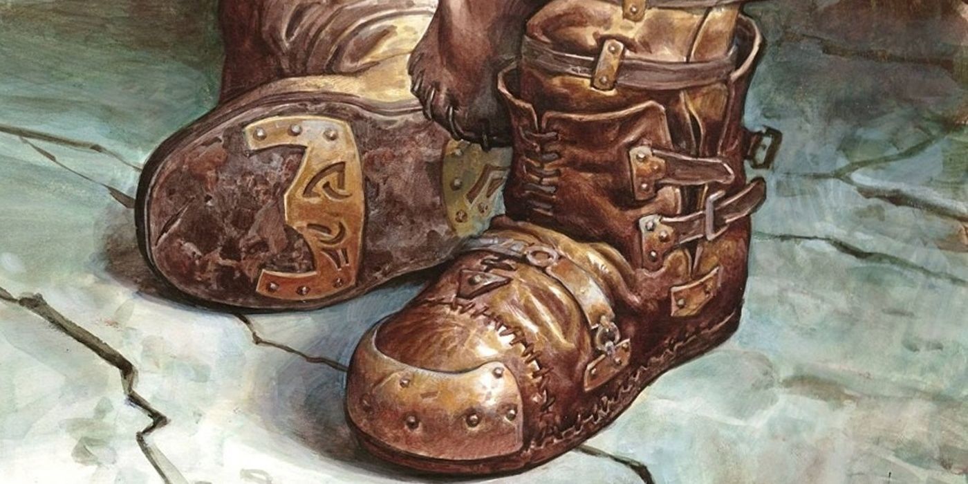 Um par de botas de couro na arte principal de D&D