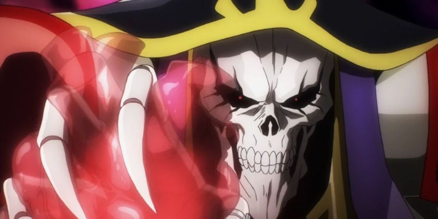 Ainz stops an energy blast in Overlord.