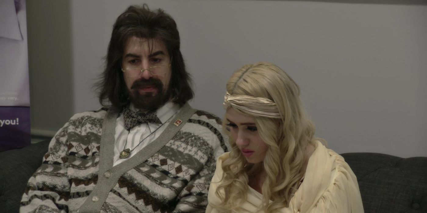 Sacha Baron Cohen as Borat Margaret Sagdiyev and Maria Bakalova as Tutar Sagdiyev in disguise from Borat 2