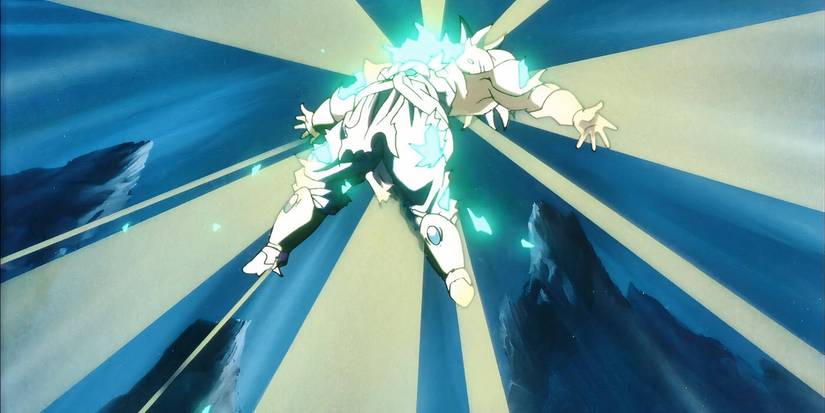 Broly sendo derrotado por Goku no final de Dragon Ball Z O Lendário Super Saiyajin Broly