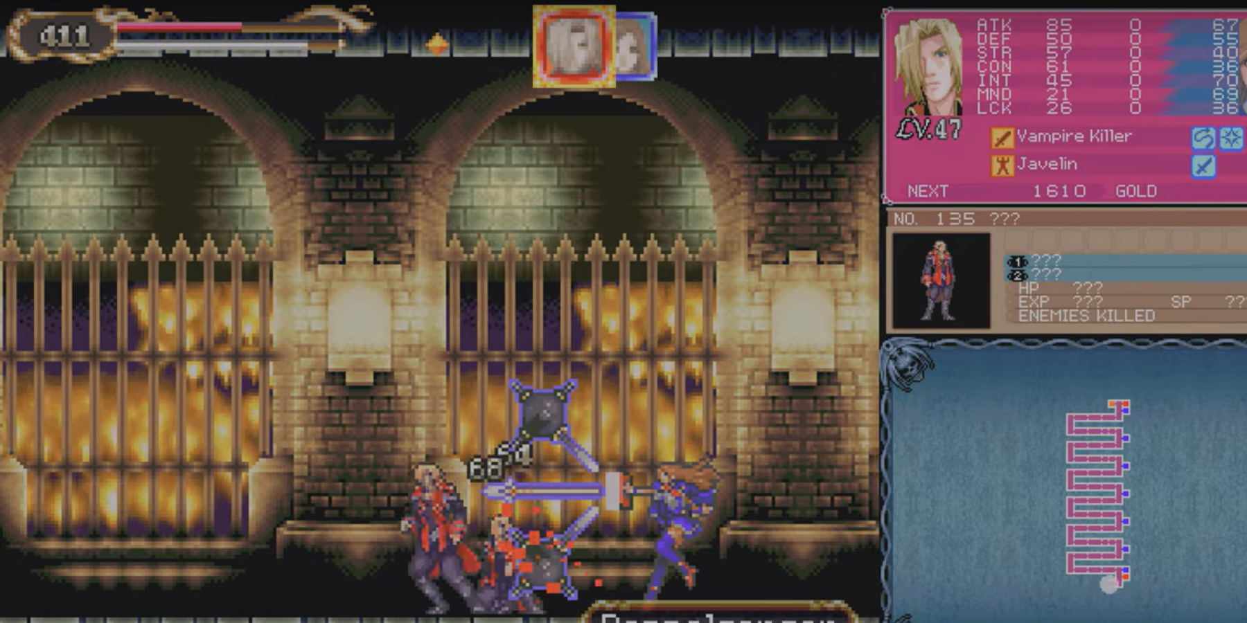 Jonathan e Charlotte se agitam em um doppelganger impotente em Castlevania: Retrato of Ruin.