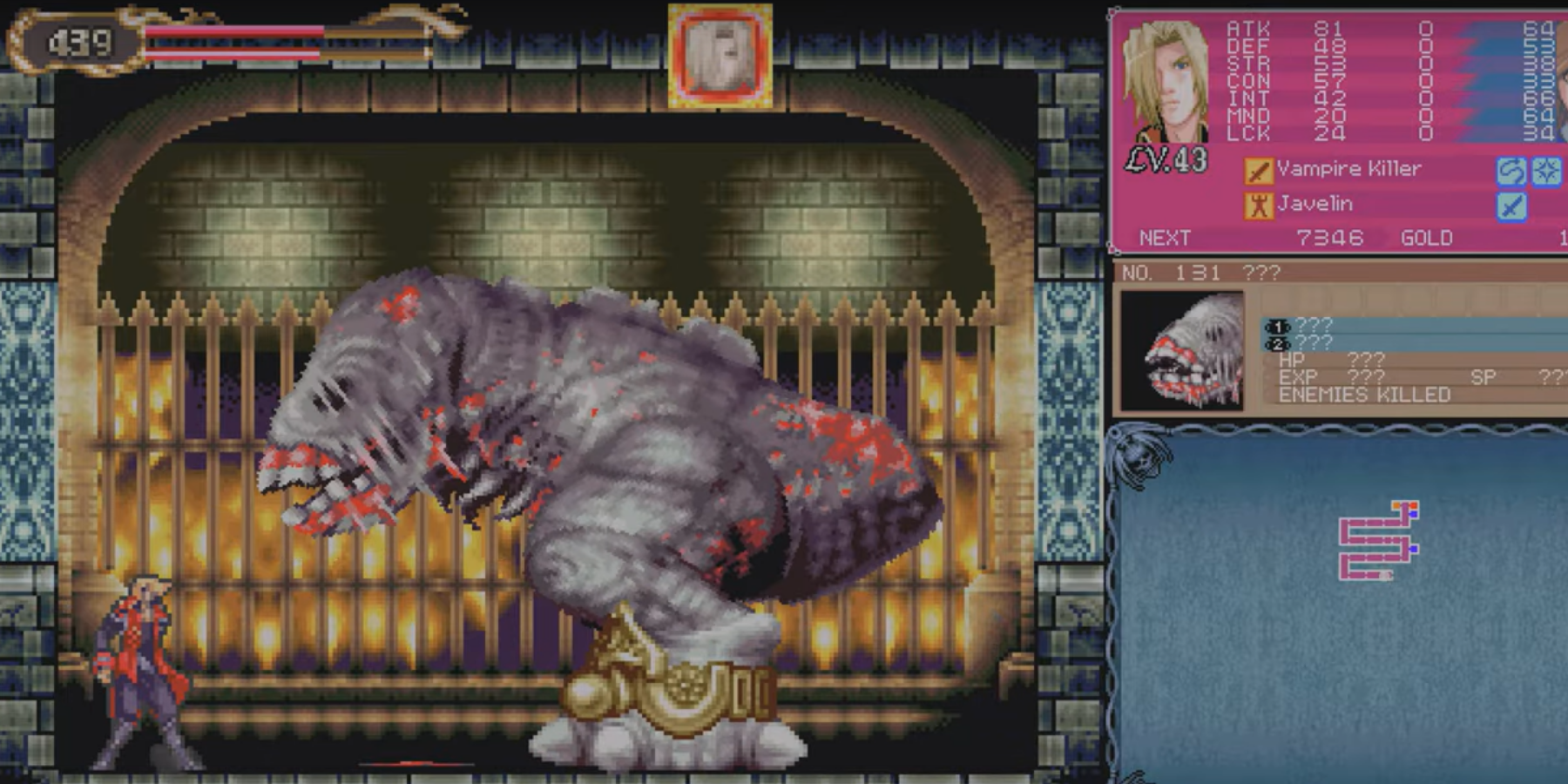 Gergoth olha para Jonathan em Castlevania: Retrato da ruína.