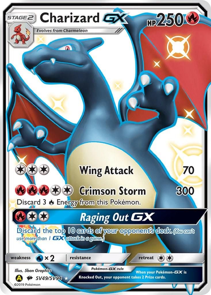 O brilhante Charizard GX da expansão oculta dos destinos.