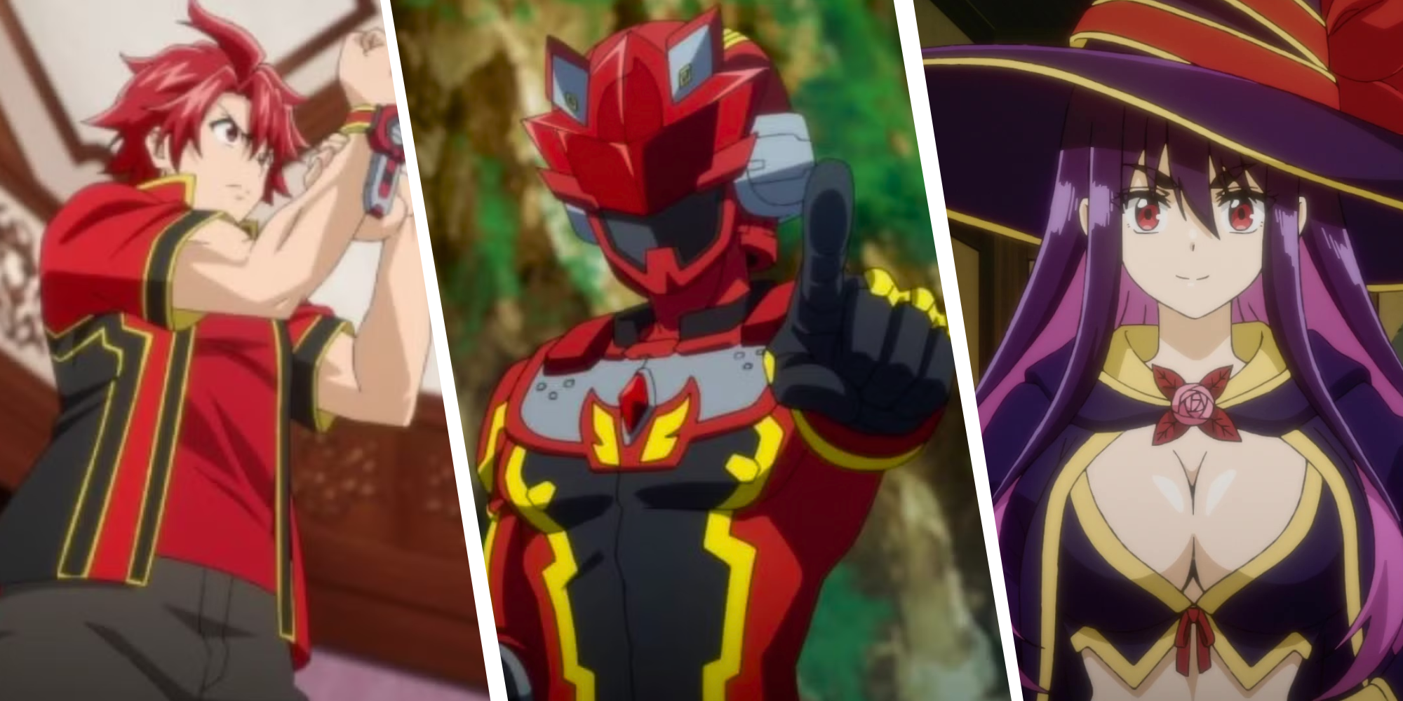 Imagem personalizada do Red Ranger prestes a se transformar, posar de Red Ranger e Idora Sorrindo