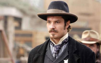 Seth Bullock (Timothy Olyphant) has an intense look in Deadwood.