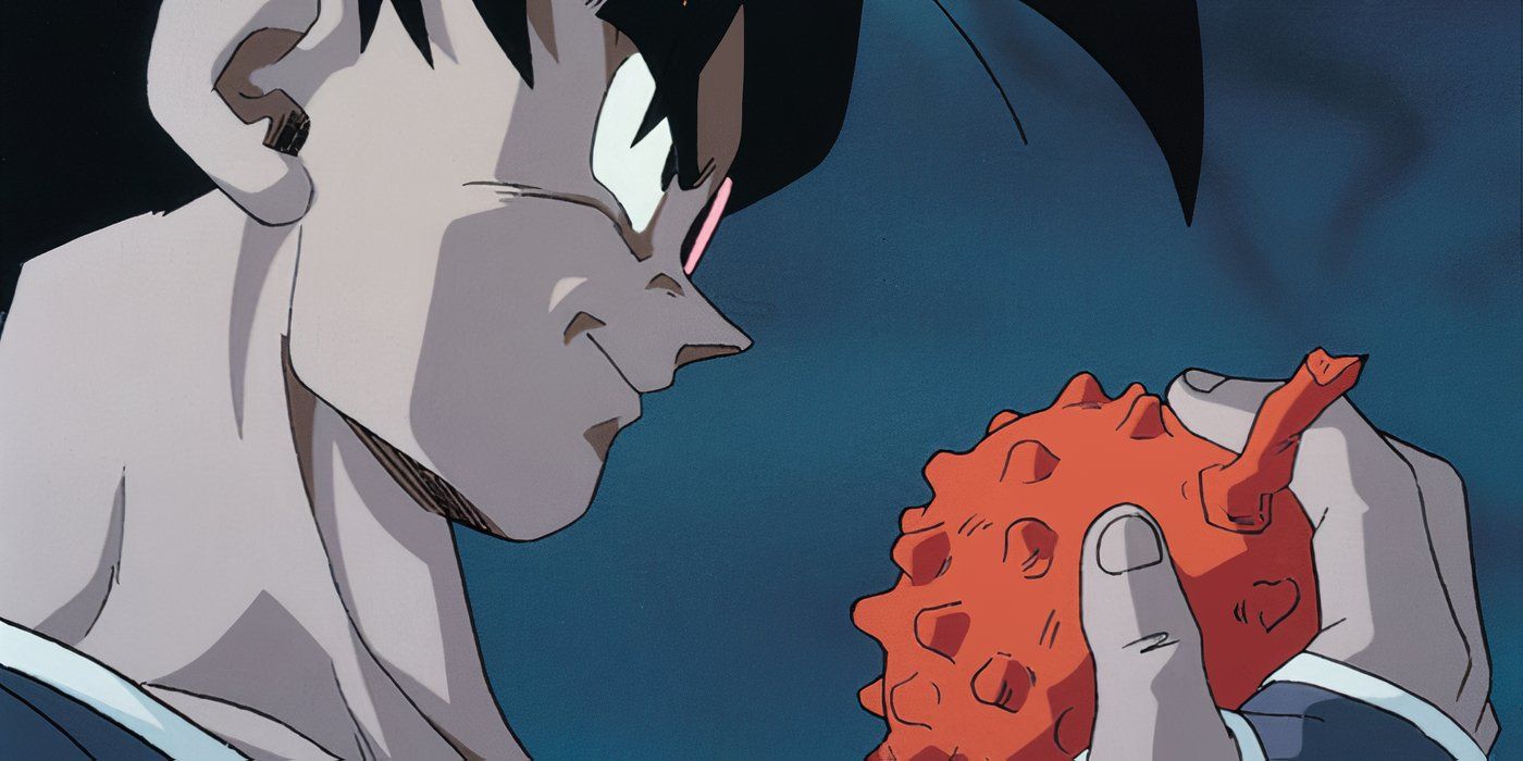 Turles se prepara para comer o fruto da Árvore do Poder em Dragon Ball Z: The Tree of Might.