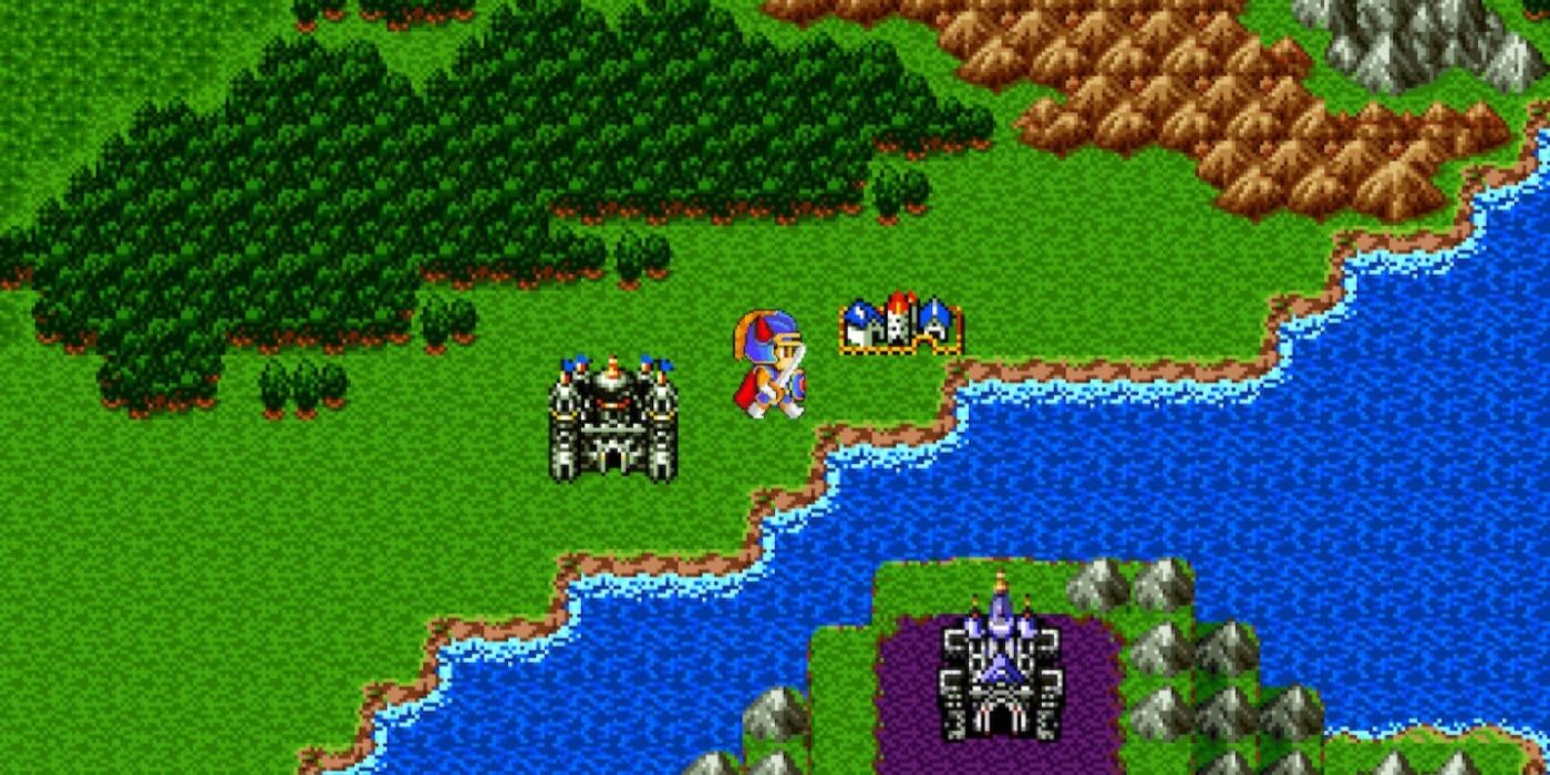 A versão remasterizada do Nintendo Switch de Dragon Quest com o jogador explorando o mundo superior.