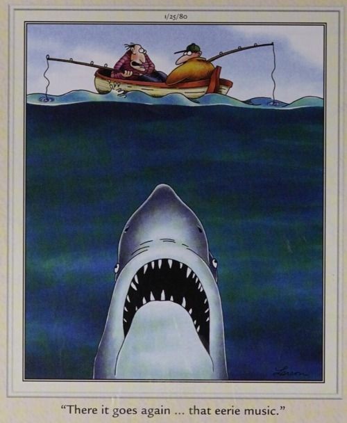 Um tubarão grande recria a capa da Jaws.