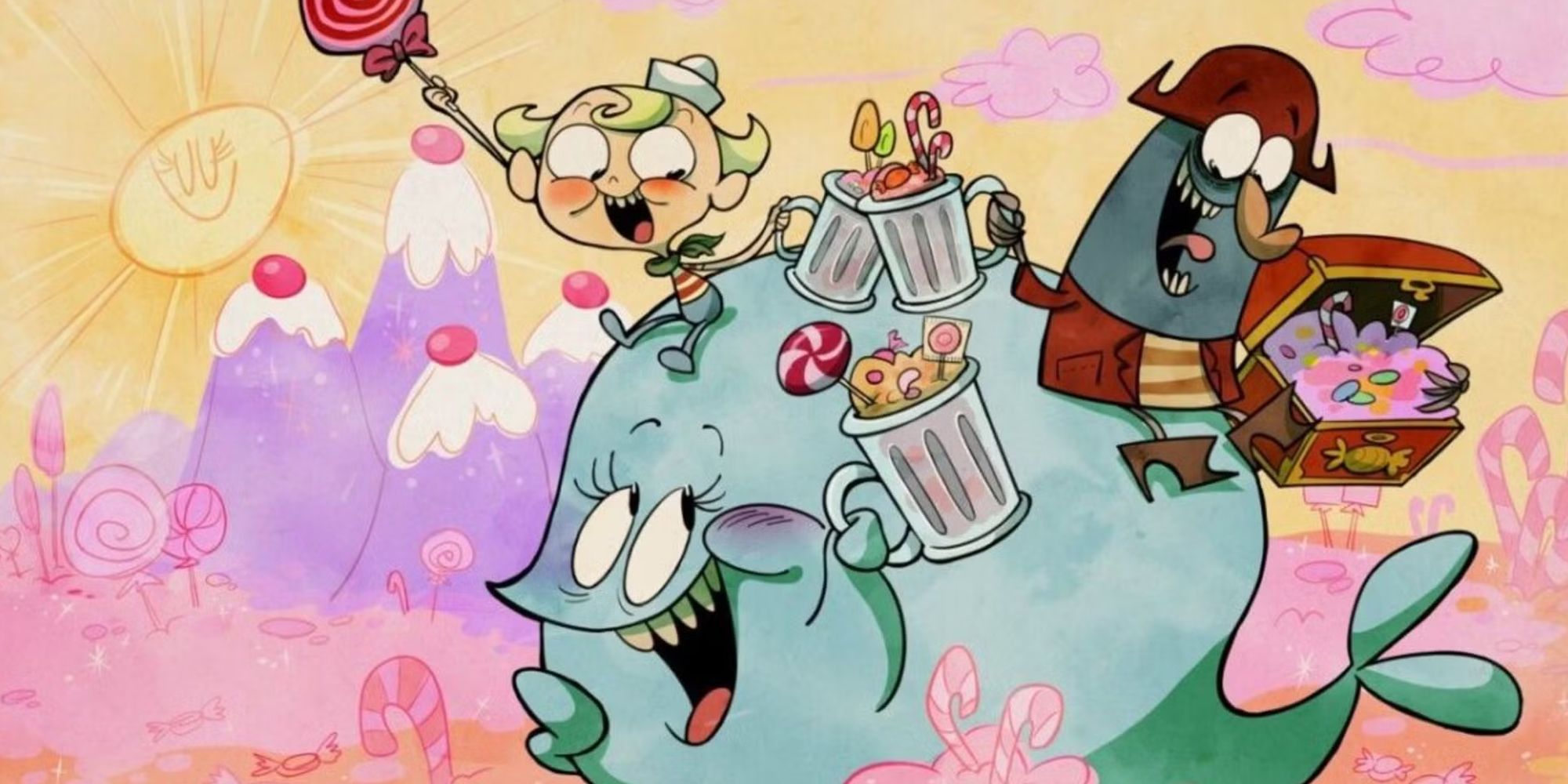 Flapjack com Bubbie e Capitão K'nuckles procuram Candy Island