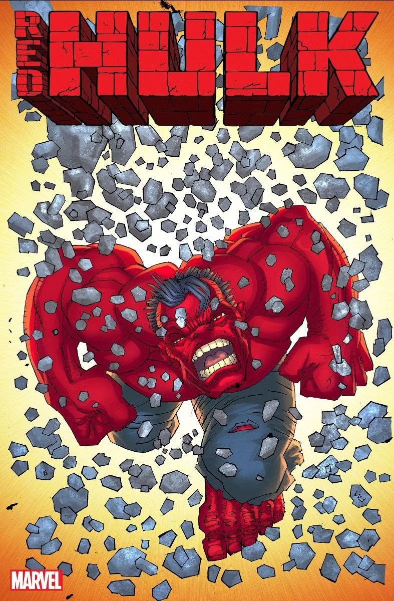 Red Hulk explode através de uma parede em uma nova capa variante do Red Hulk.