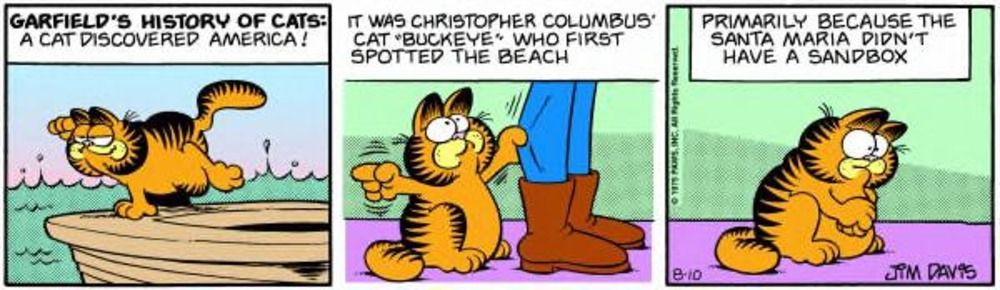 Garfield espia desembarcar em Columbus.