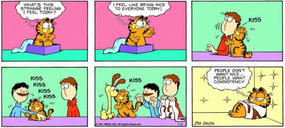 Garfield é bom e colocado em uma instituição.