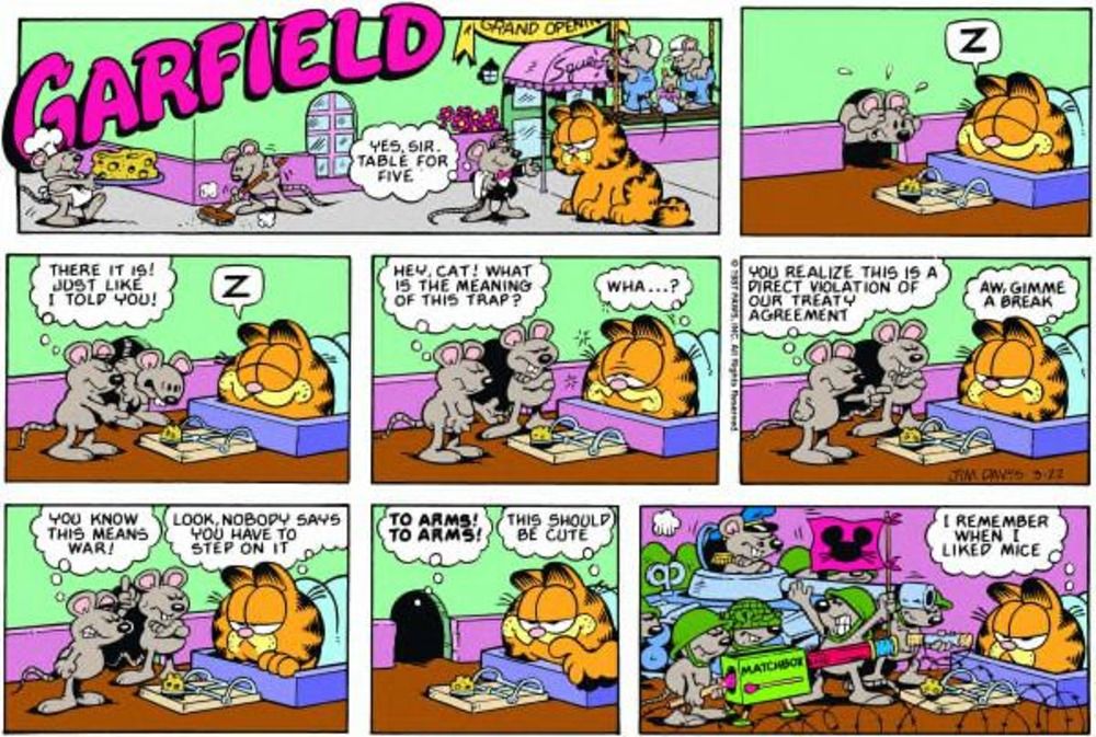 Os ratos se preparam para a guerra com Garfield.