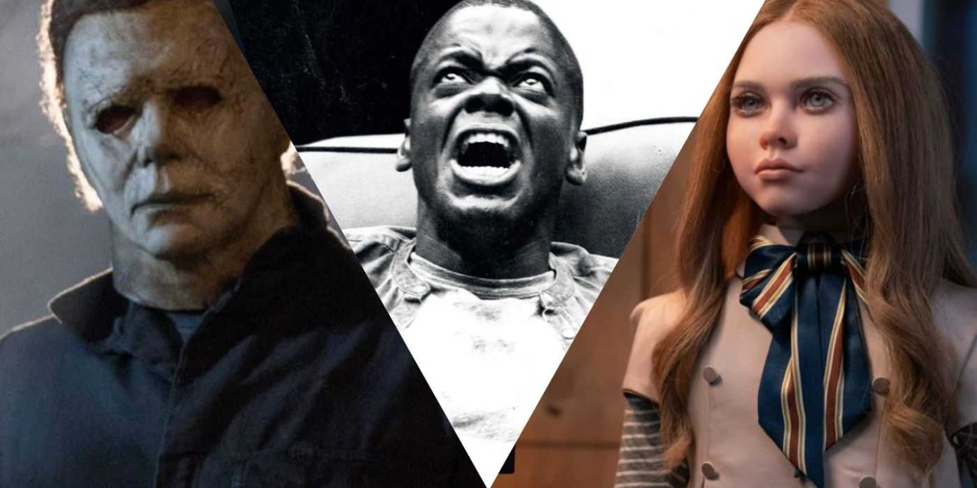 An image divided of Halloween (2018), Get Out and M3gan