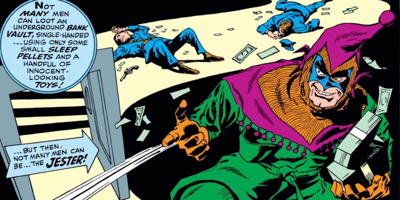 The Jester, a Daredevil villain, makes his debut in a green and purple hooded costume.