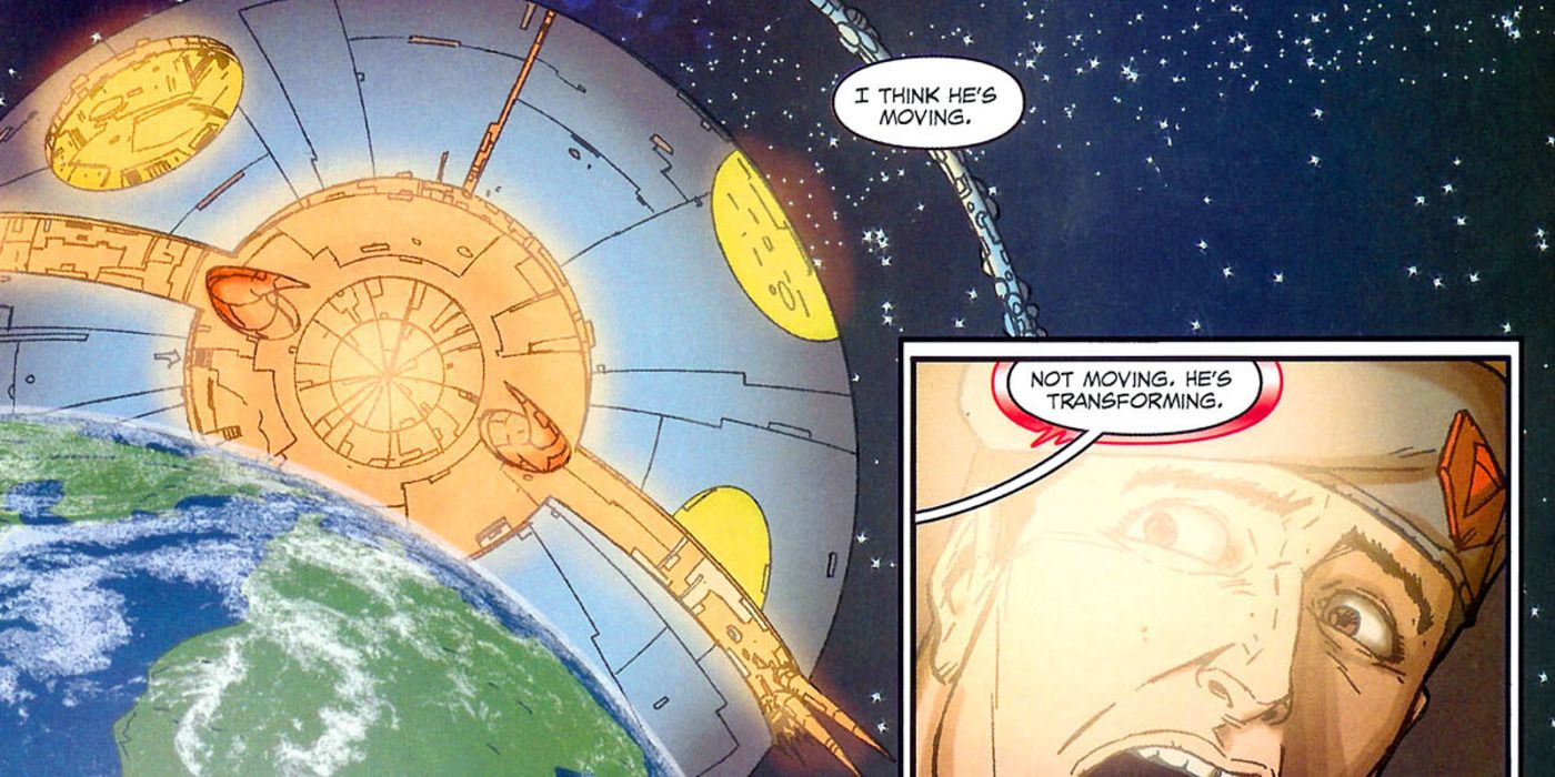 Unicron se aproxima da Terra enquanto Flint observa horrorizado.