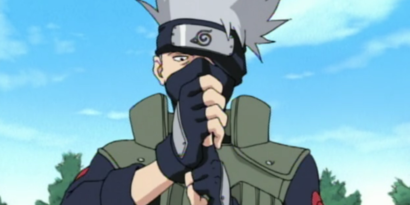 Kakashi Hatake makes hand signs in the original Naruto anime.